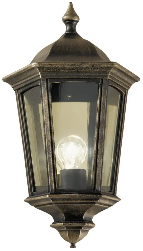 Aplica de perete exterior stil clasic IP43 Puchberg AL 11K/82505 schwarz-gold/rauch OR