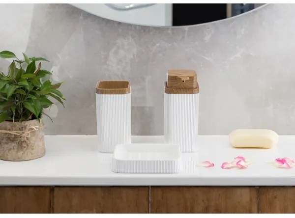 Set de baie ZOYA 5 buc. alb/maro