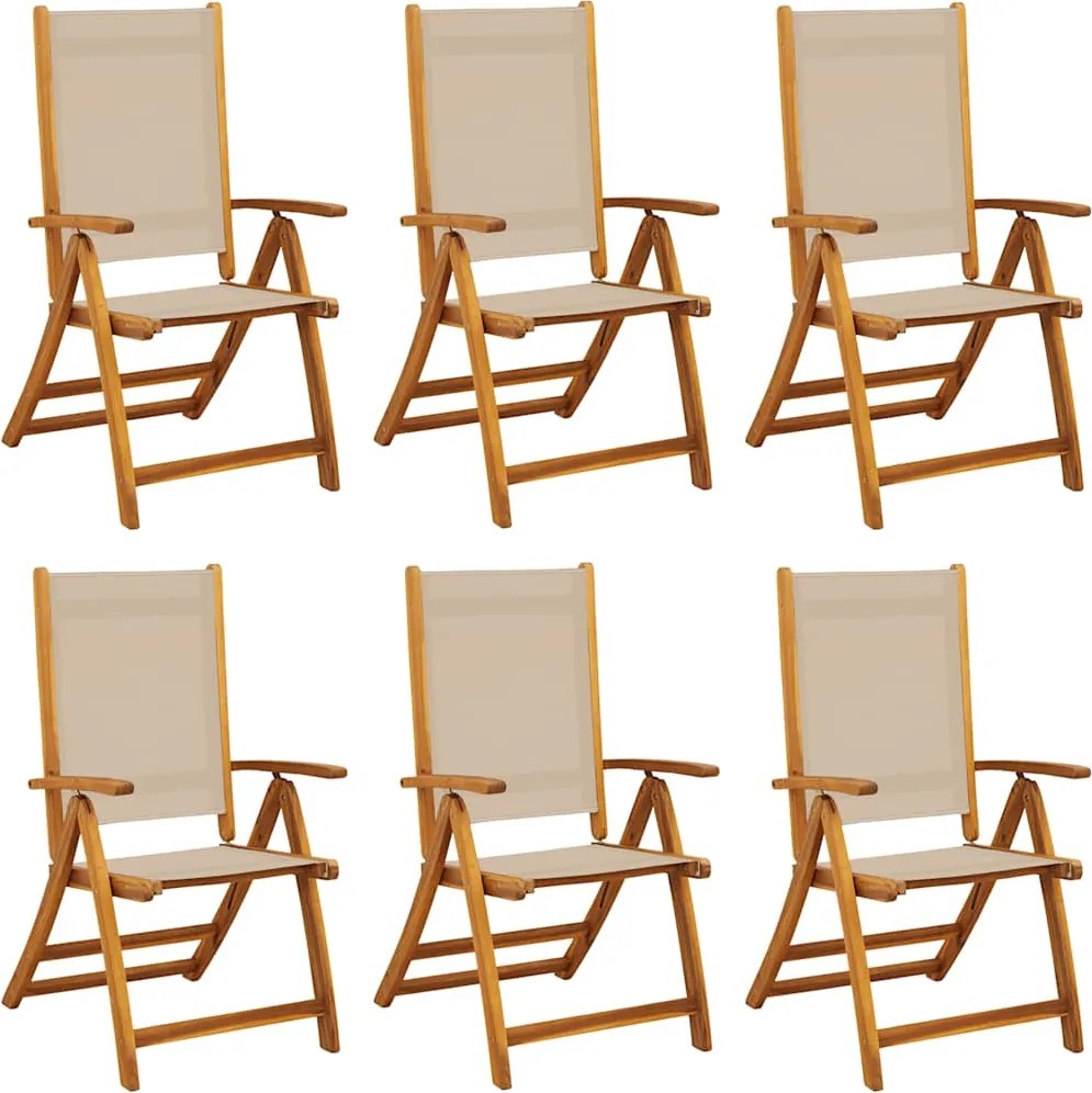 vidaXL Scaune de grădină pliabile 6 buc. lemn masiv acacia & textilenă