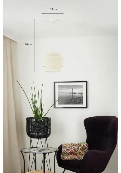 Lustră pe cablu Brilagi SPACE YUTE 1xE27/15W/230V d. 25 cm crem/alb