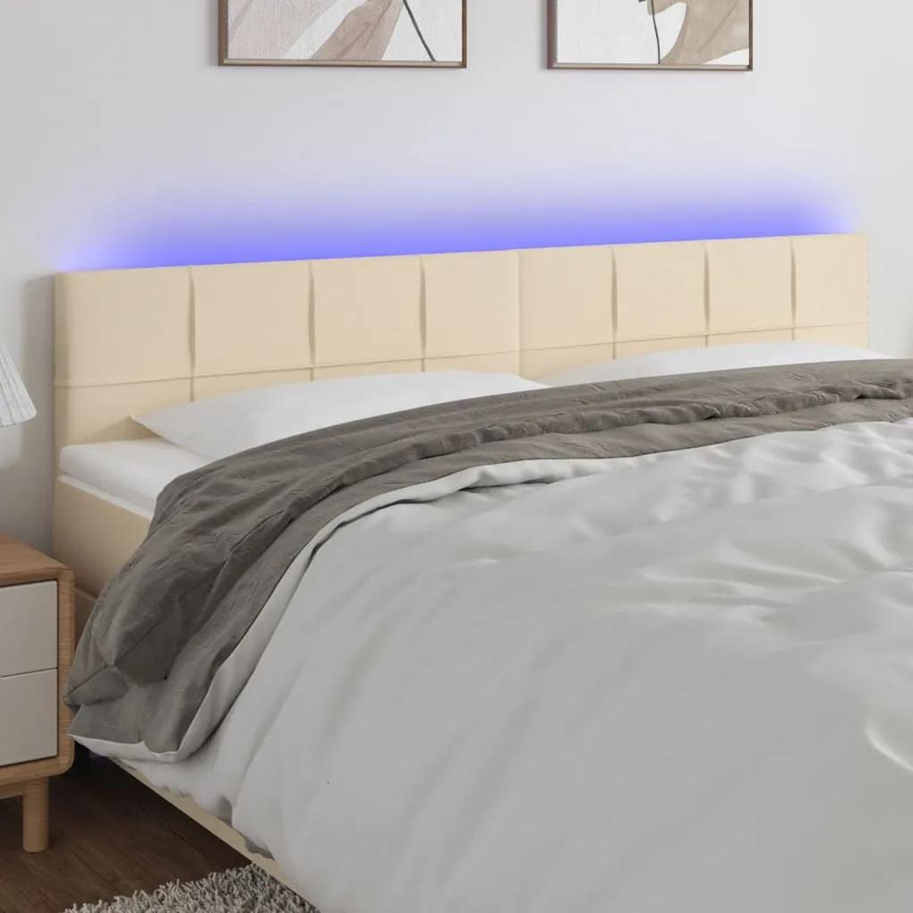 3121623 vidaXL Tăblie de pat cu LED, crem, 160x5x78/88 cm, textil