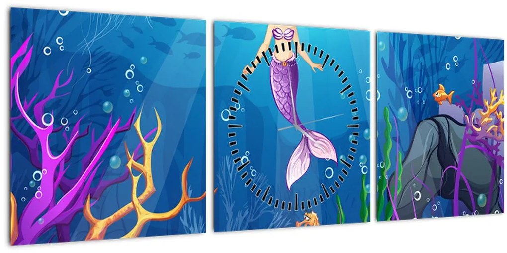Tablou - Sirenă (cu ceas) (90x30 cm)