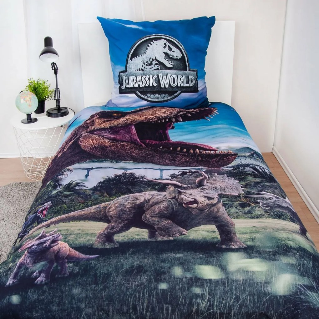 Lenjerie de pat din bumbac Herding Jurassic World, 135 x 200 cm, 80 x 80 cm