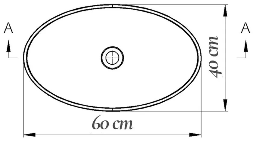 Lavoar pe blat alb lucios 60 cm, oval, Fluminia Odera