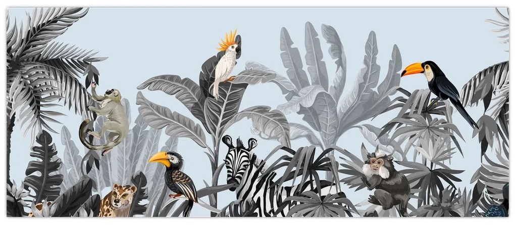Tablou - Animale în pădurea tropicală (120x50 cm)