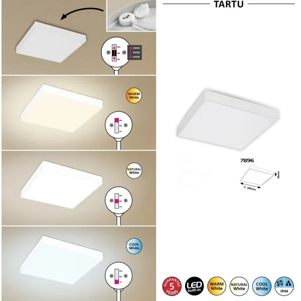 Rabalux - Plafonieră LED 24W/230V, 2800-6000K, IP44, alb