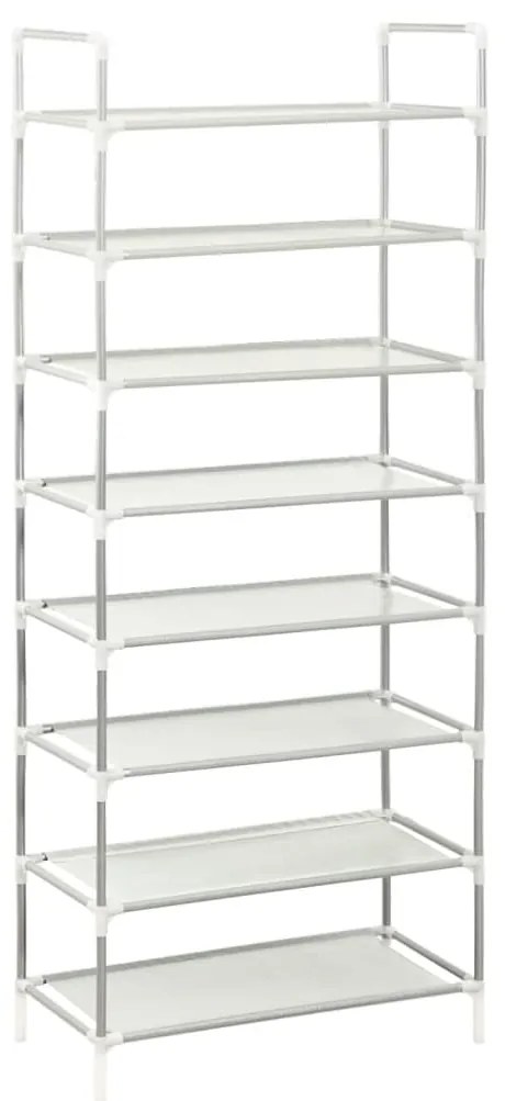 330043 vidaXL Raft încălțăminte 8 etajere, argintiu, metal și textil nețesut