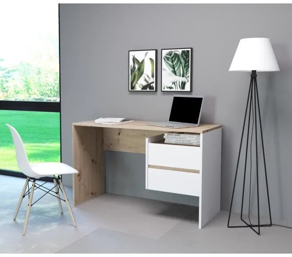 Birou MARLO cu sertare, stejar artisan/alb