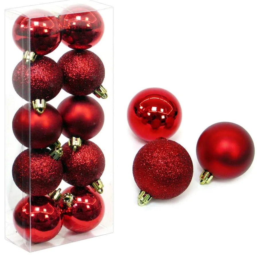 Set 10 globuri roșii de Crăciun Navidad Unimasa, ø 5 cm