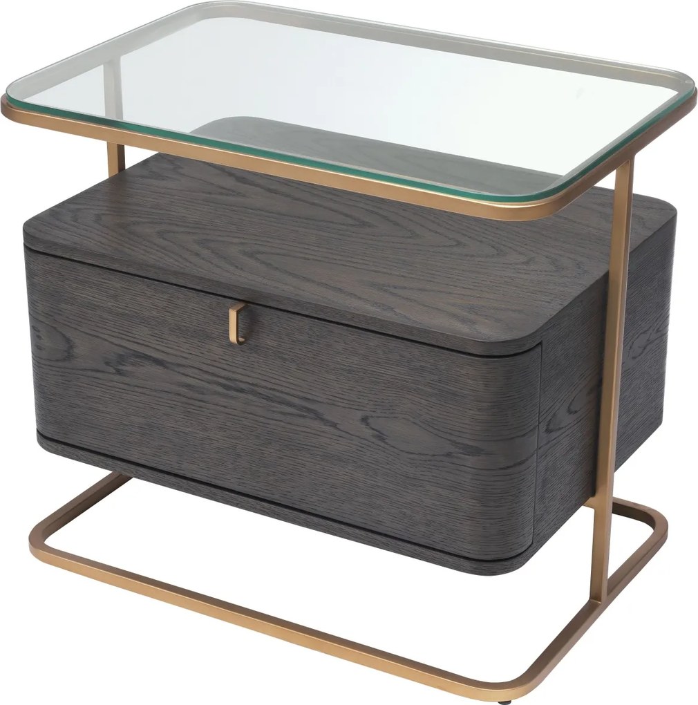 Masuta laterala cu sertar design elegant LUX Augusto cafeniu 114214 HZ