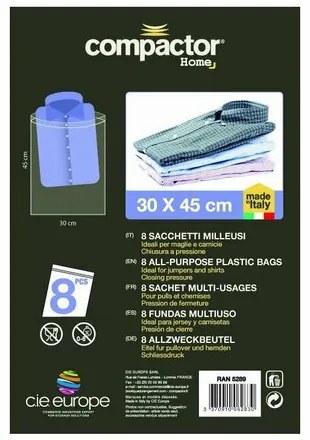 Compactor Set de 8 pungi cu fermoar pentru haine,30 x 45 cm