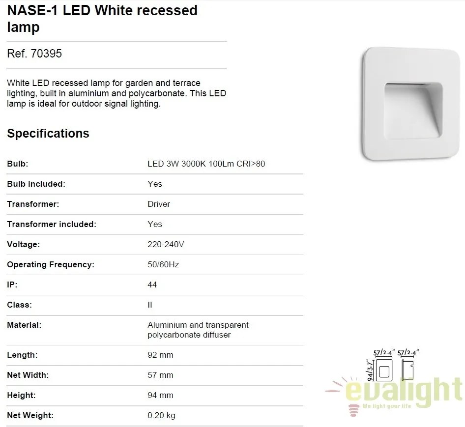SPOT LED INCASTRABIL DE EXTERIOR NASE-1 alb 70395