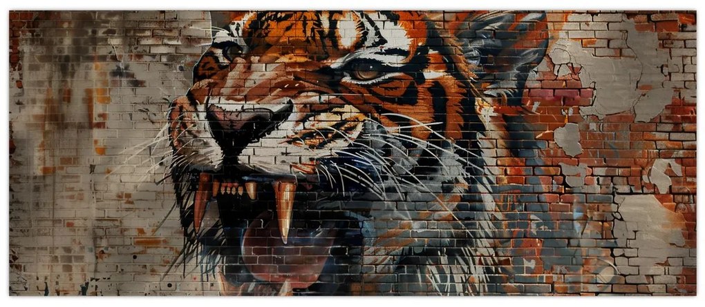 Tablou - Tigru din Cărămizi (120x50 cm)