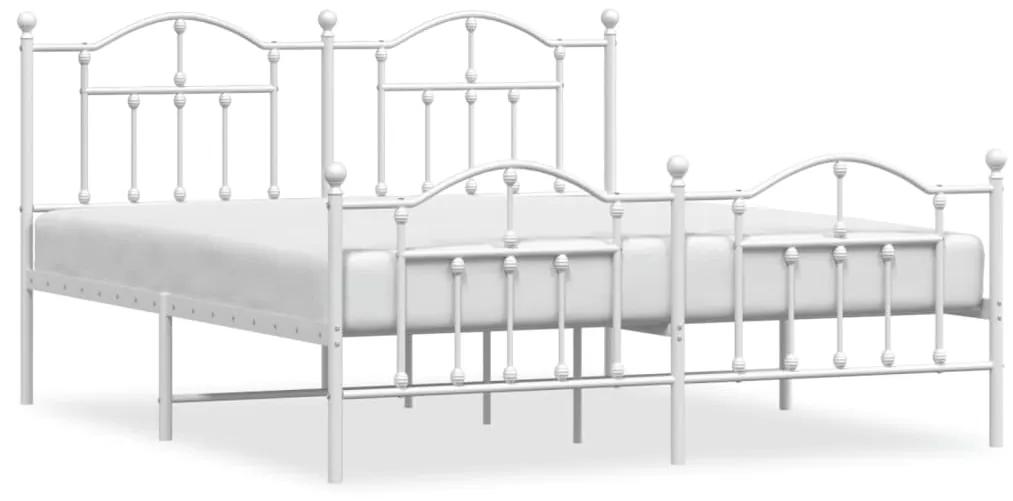 353509 vidaXL Cadru de pat metalic cu tăblie, alb, 160x200 cm