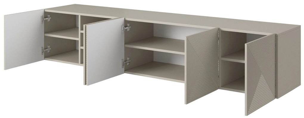 Comodă TV suspendată Asha 200 cm cu front striat - casmir
