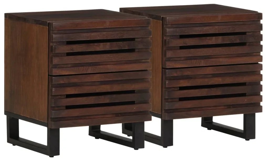 vidaXL Noptiere, 2 buc., 40x34x46 cm, lemn masiv de acacia