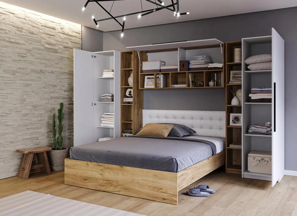 Set Mobilier Dormitor Complet Timber Tapiterie Alba - Configuratia 9