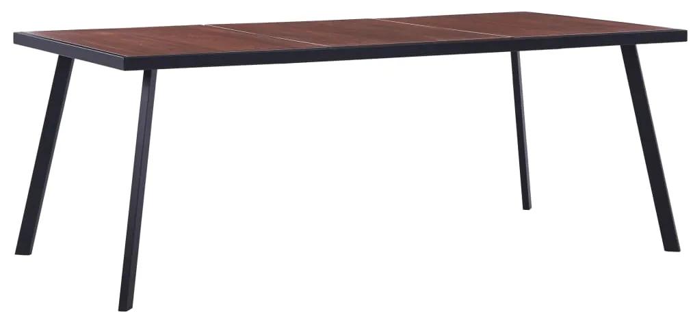 281866 vidaXL Masă de bucătărie, lemn închis &amp; negru, 200 x 100 x 75 cm, MDF