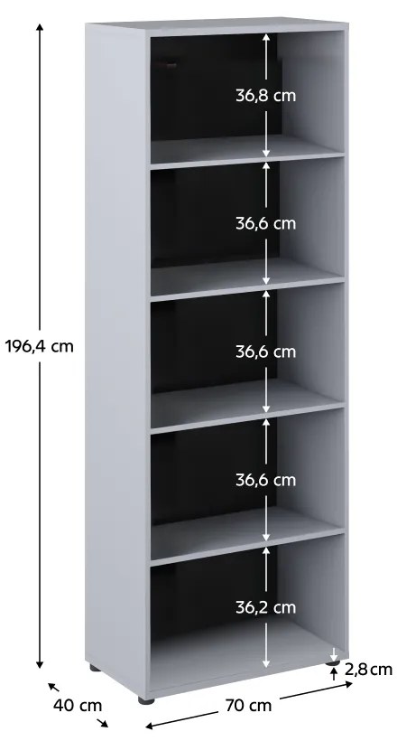 Raft inalt, gri beton inchis, KLAUDIUS TIP 1