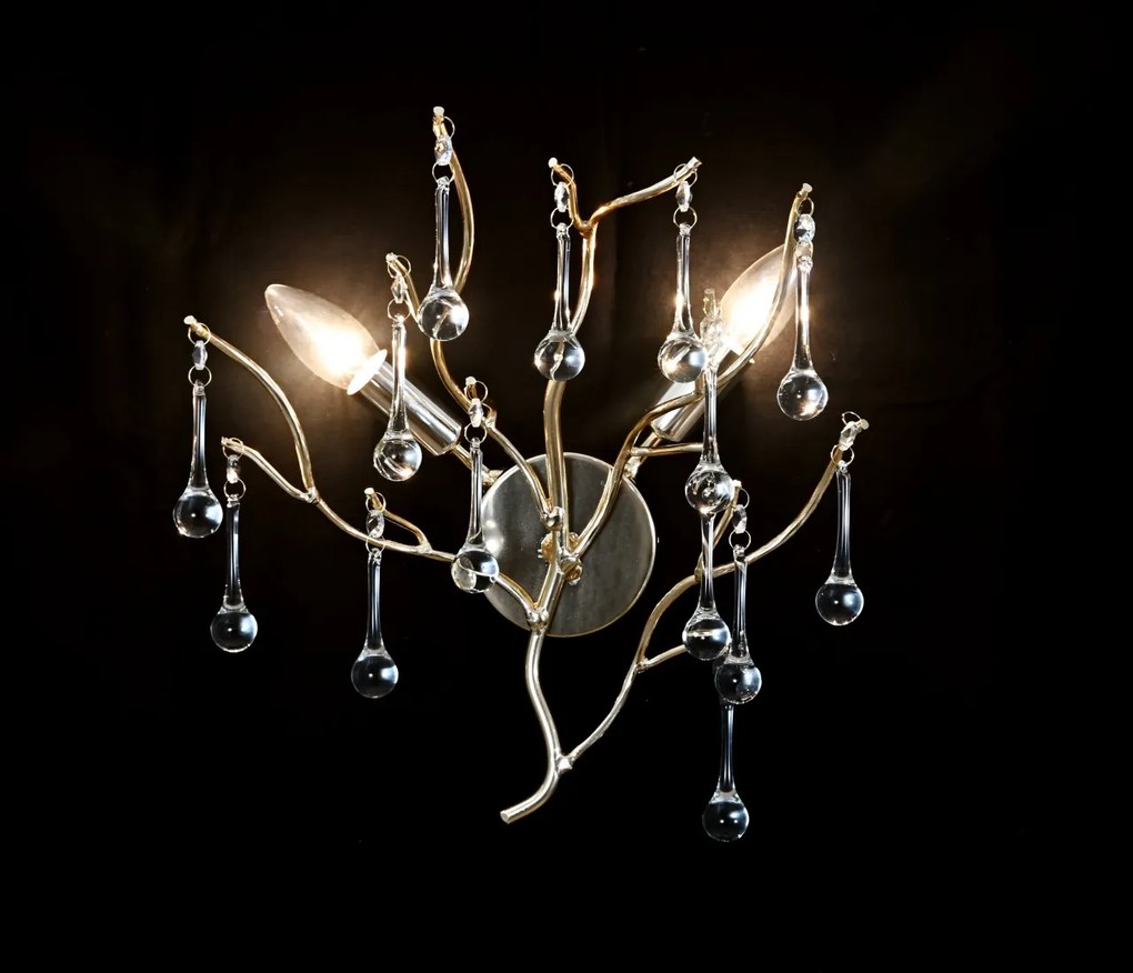 Aplica Elit's R9094/2W, Textura Cristal, Metal, 2 X E14, Auriu