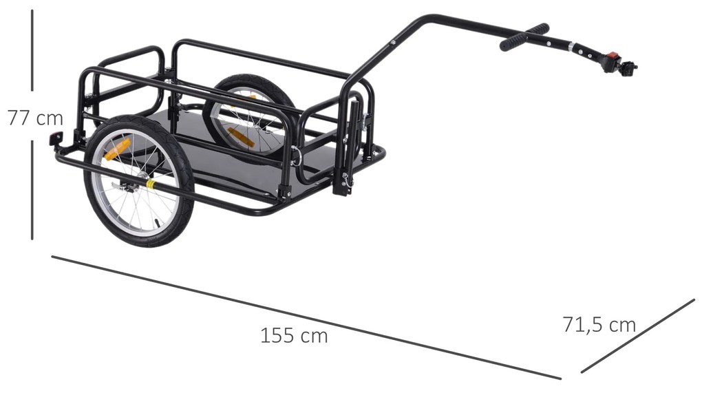 HOMCOM Carucior Remorca pentru Bicicleta Negru 156x72x82cm | Aosom Romania