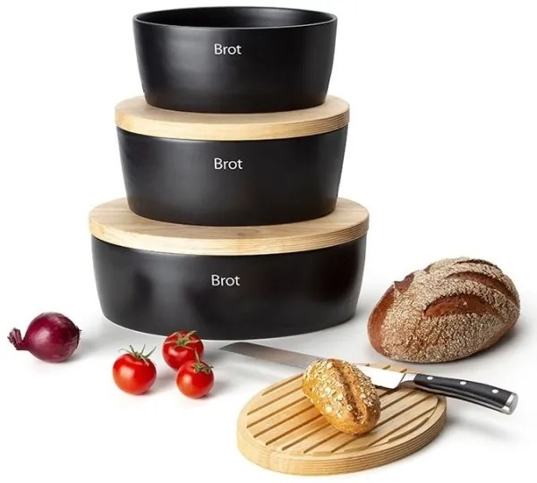 Cutie de pâine 13,5x30 cm neagră/bej Continenta C3730