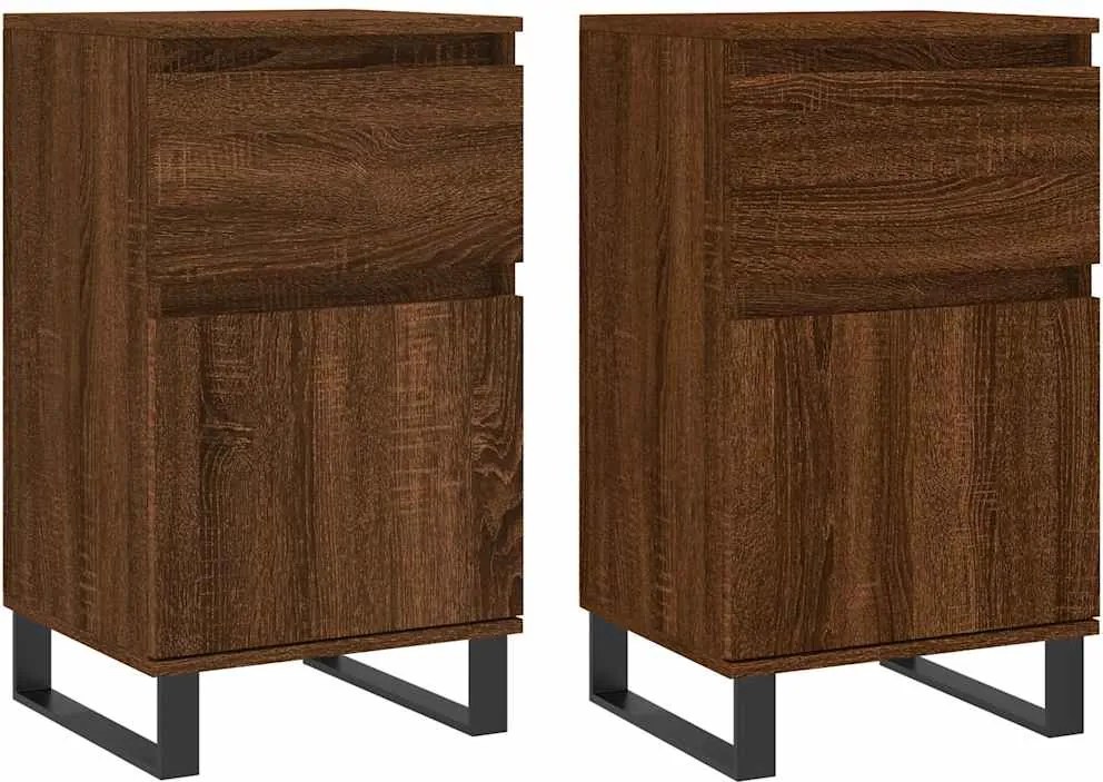 vidaXL Servante, 2 buc., stejar maro, 40x35x70 cm, lemn prelucrat