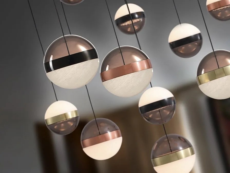 Lustra cu 13 pendule LED design modern Orbes