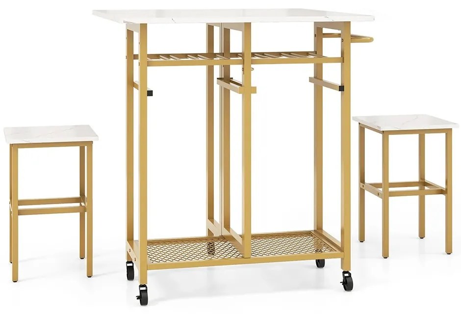 Set masă extensibilă cu suport pentru sticle, 3 piese