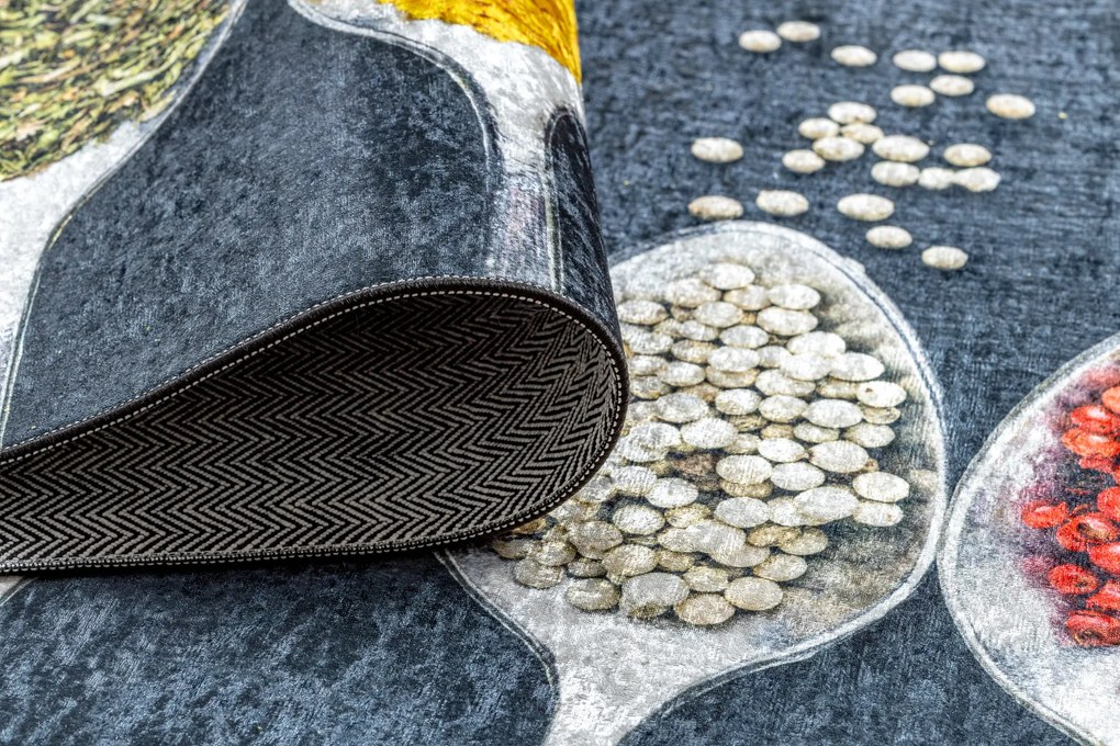 ANDRE 42760 covor lavabil linguri, condimente bucatarie, anti-alunecare - gri / verde