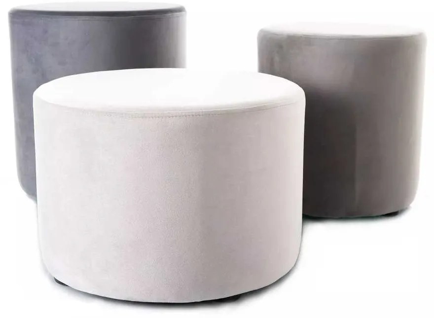 Set 3x taburet Caen Velvet, mix gri
