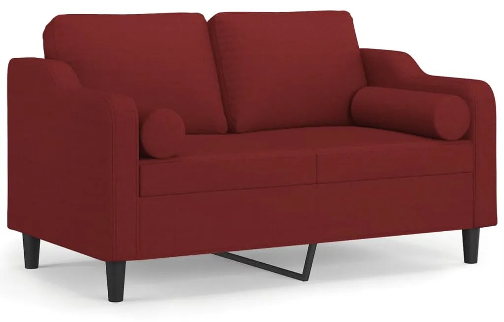 3153021 vidaXL Canapea cu 2 locuri cu perne&pernuțe roșu vin 120 cm textil