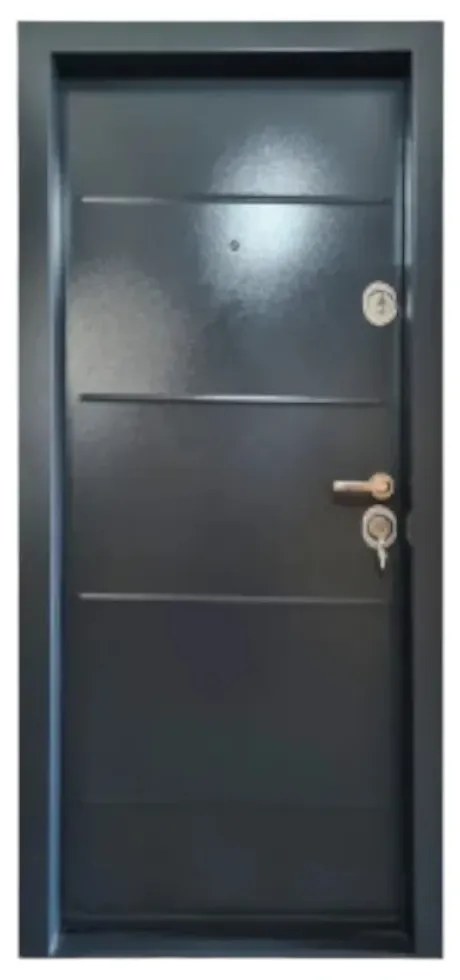 Usa metalica de exterior cu izolatie si vizor Novo Doors NDM02 ,deschidere stanga dreapta, 1 yala, dimensiuni multiple,tabla 1.2 mm, balamale si
