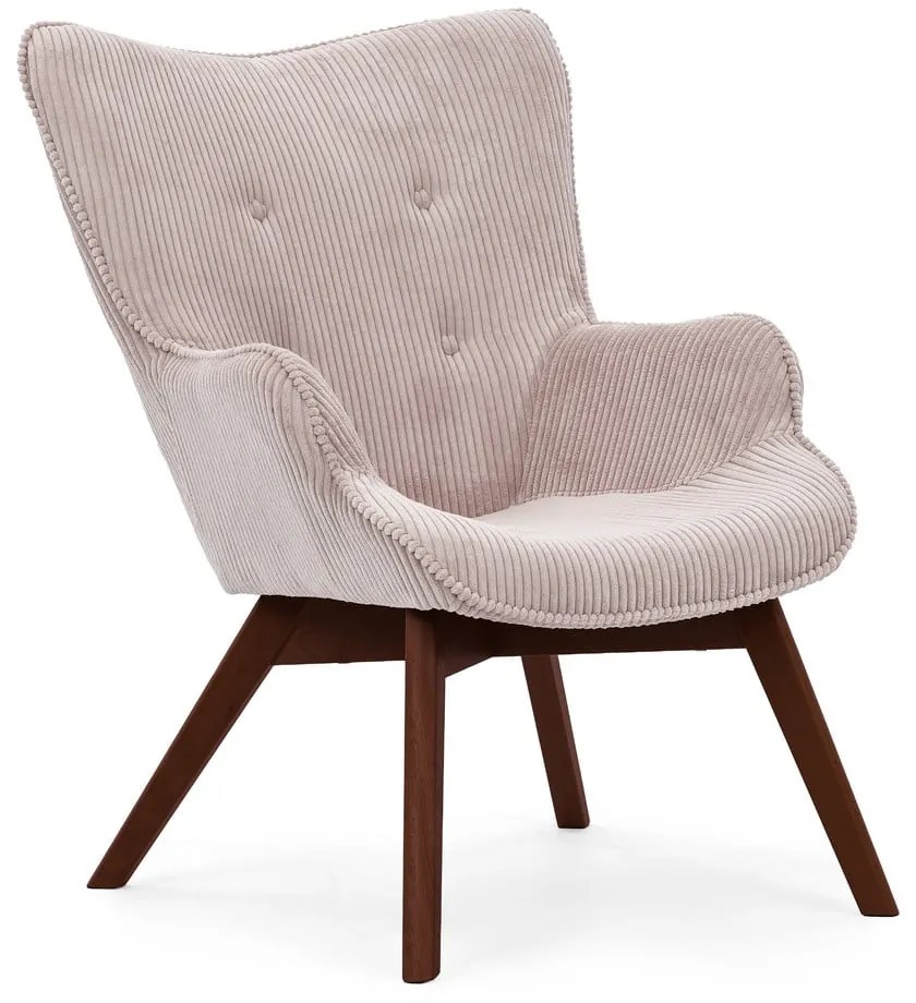 Fotoliu roz deschis cu tapițerie din catifea reiată Niko – Ropez