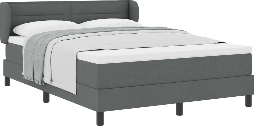 vidaXL Pat cu arcuri cu saltea Gri închis 140 x 200 cm țesătură