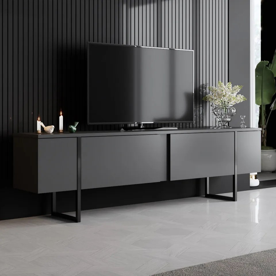Comoda TV Luxe, Antracit / Negru