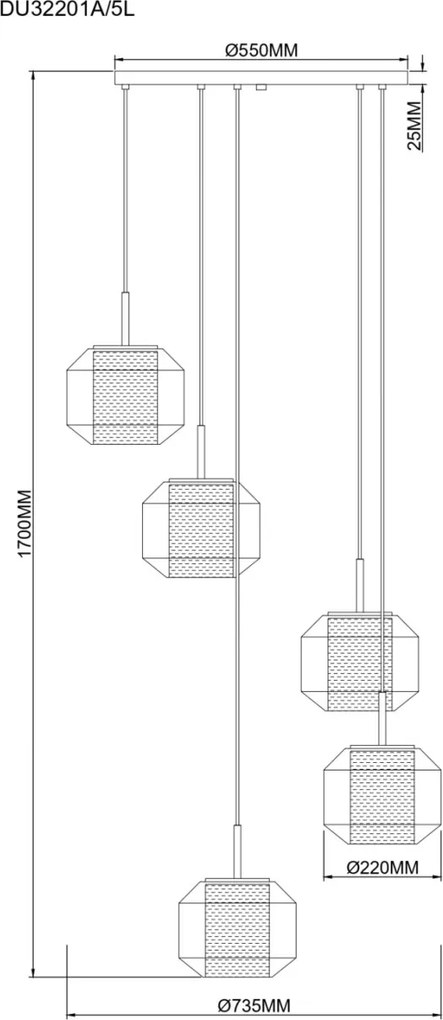 Lustra cu 5 pendule SOLIX