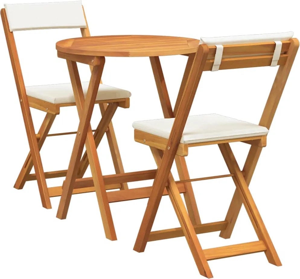 vidaXL Set de masă pentru grădină cu pernă 3 pcs Ulei Natural