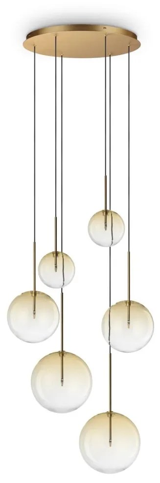 Lustra cu 6 pendule EQUINOXE SP6 antique brass/ faded amber