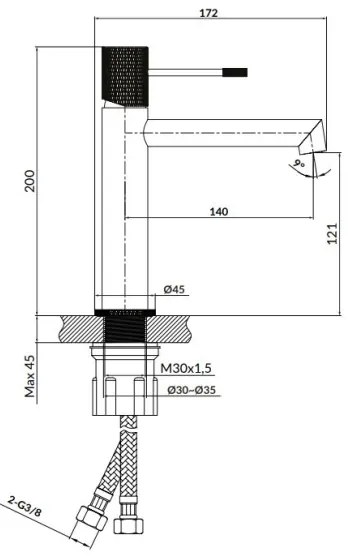 Baterie de lavoar Cersanit S951-591 ZEN 20 cm crom lucios