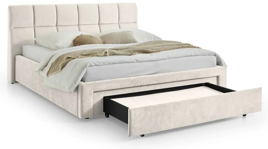 Pat matrimonial bej tapițat fără somieră 180x200 cm Canyon – Meise Möbel