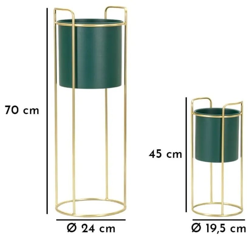 Ghivece decorative 2 buc. din metal ø 24 cm Grent Slim – Mauro Ferretti