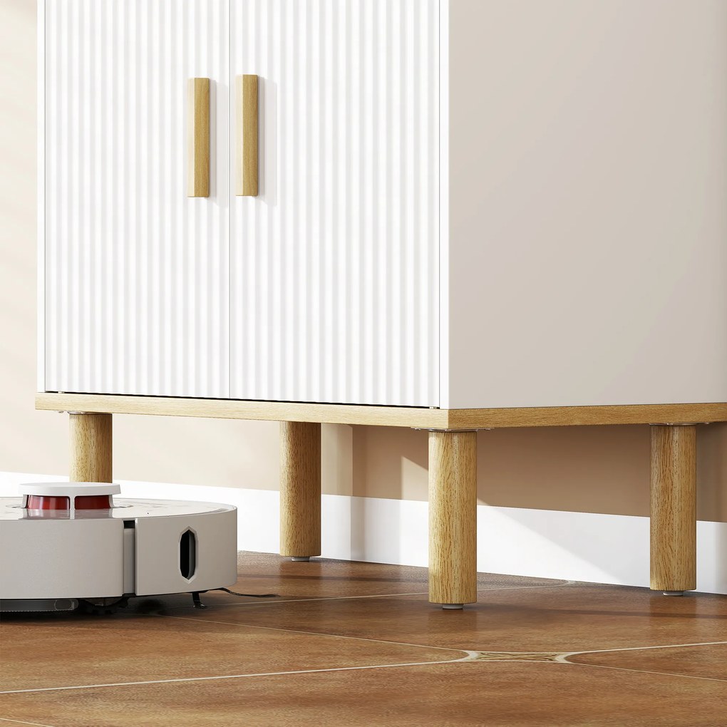 HOMCOM Dulap sub lavoar cu raft reglabil pentru lavoar fără piedestal cu uși canelate 60x30x61 cm Alb | Aosom Romania