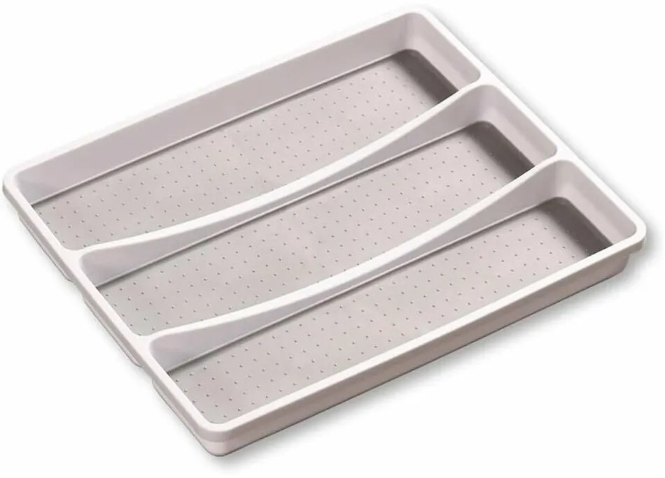 Kesper 30094 Cutie din plastic pentru tacâmuri, 3compartimente, albă, 40,5 x 32,5 x 4,5 cm