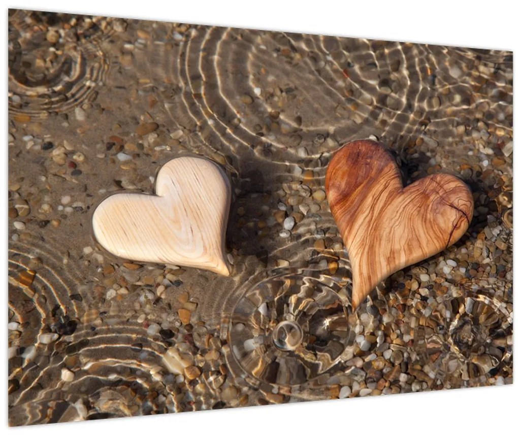 Tablou - Inimile din lemn (90x60 cm)