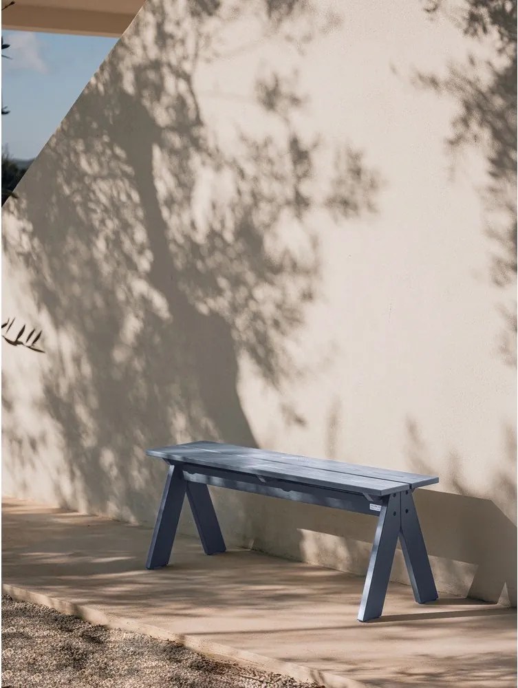 Bancă de grădină albastră din lemn masiv Navo – noo.ma