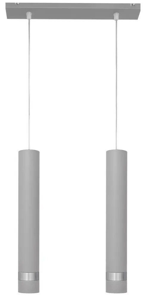 Lustră LED pe cablu TUBA 2xGU10/6,5W/230V gri/crom mat