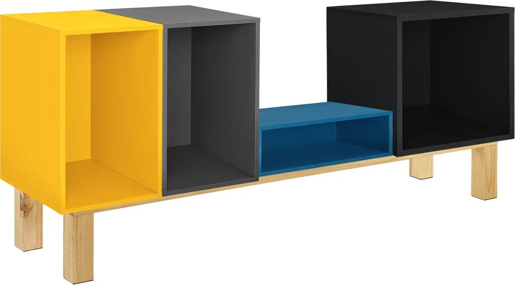 [en.casa]® Set sistem rafturi cu suport Ingrid, 63 x 135 x 40 cm, MDF furniruit, cu 4 rafturi, multicolor
