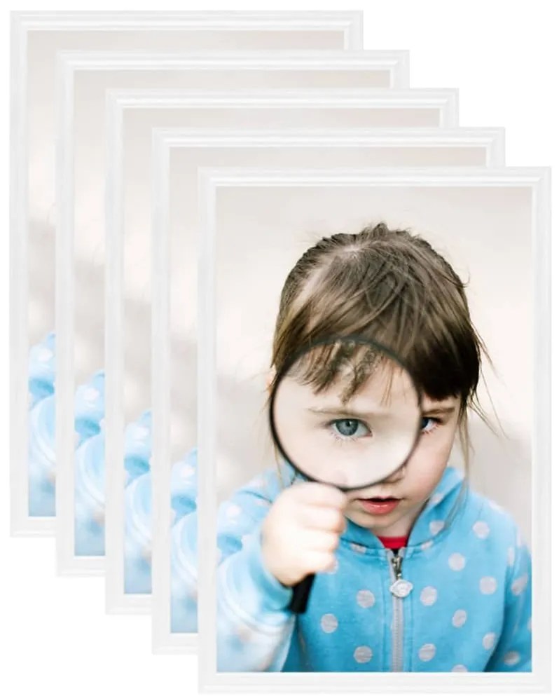 vidaXL Rame foto colaj pentru masă, 5 buc. alb, 21x29,7 cm, MDF
