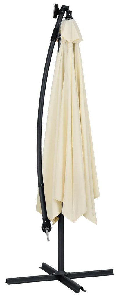 Umbrelã "Brazilia" 3 m cu iluminare LED crem, cu deschidere si suport gri